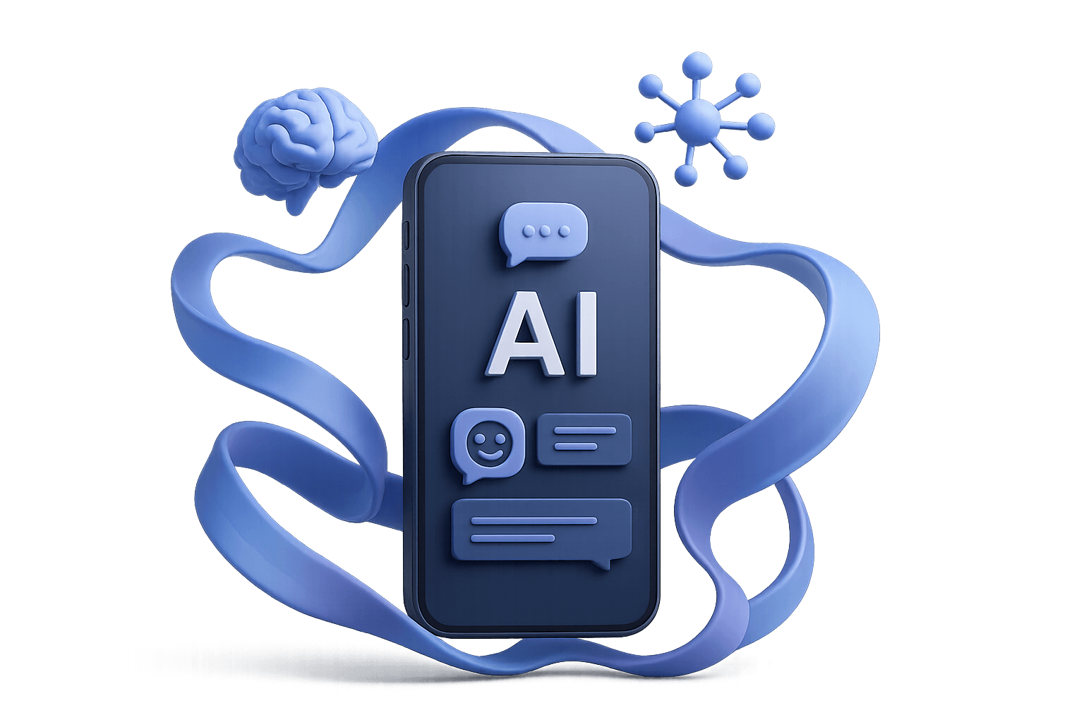 Ilustración de un cerebro de IA conectado a varios procesos.